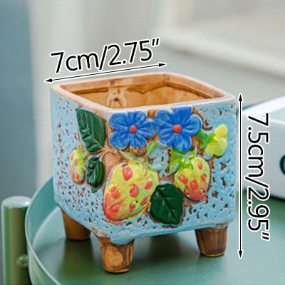 Square Creative Cute Cartoon Ceramic Succulent Pot