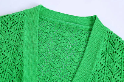 Women's Hollow Long Sleeve Knitted Jacket