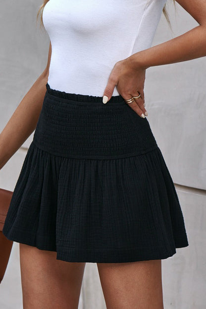 Gray Smocked High Waist Plus Crinkle Shorts