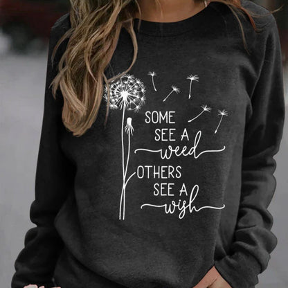 Printed Loose Casual Women's Round Neck Top