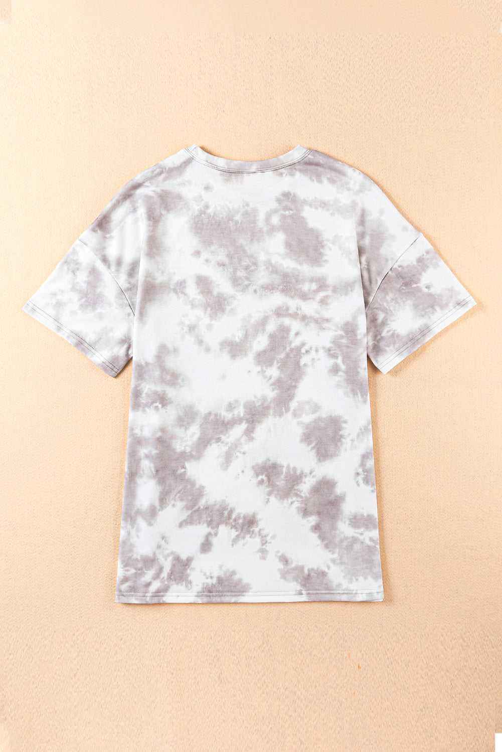 Black Tie-dye Round Neck Short Sleeve Top