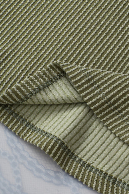 Carbon Grey Twist Short Sleeve Corded V Neck Top