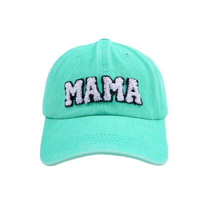 Mama Paste Cloth Embroidery Baseball Hat European And American Mother's Day Hot Sale Worn Looking Washed-out Solid Color Peaked Hat Women