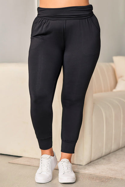 Gray High Waist Pleated Pocket Leggings