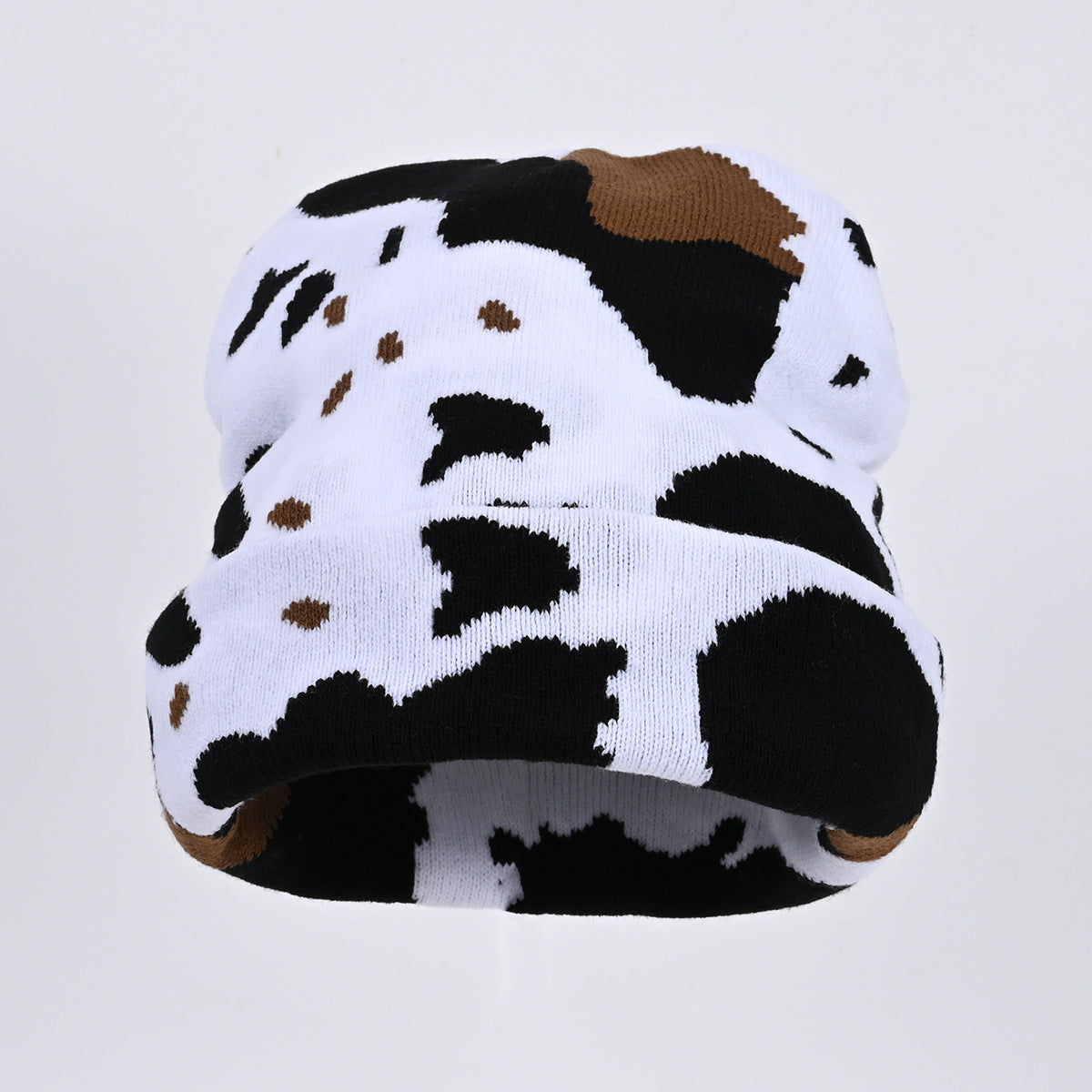 Cow Pattern Knitted Hat Jacquard Popular Hip Hop Letter Cap Street Trend