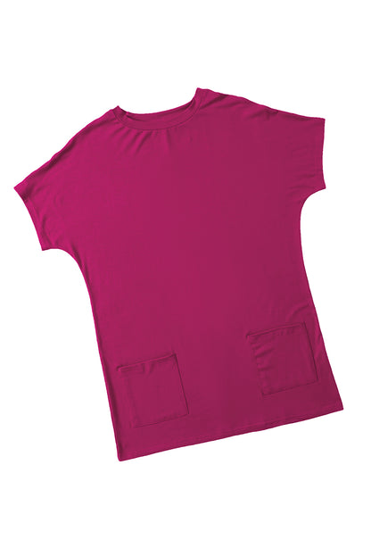 Khaki Side Pockets Short Sleeve Tunic Top