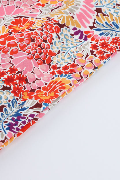 Red Cakewalk Floral Smocked Blouse