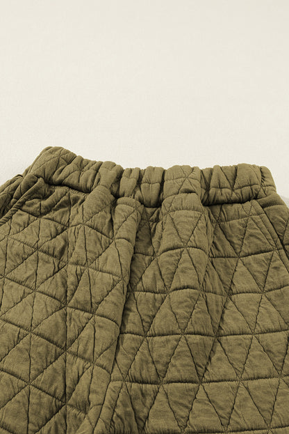 Light Grey Drop Shoulder Quilted Patchwork Kangaroo Pocket Hoodie