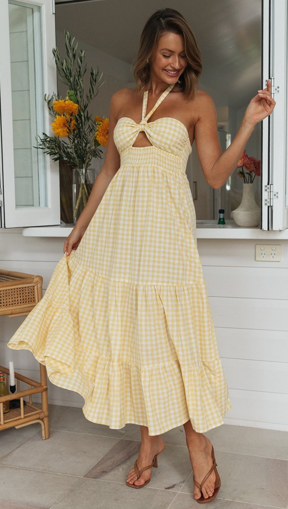 Women's Clothing Halterneck  Printed Long Dress