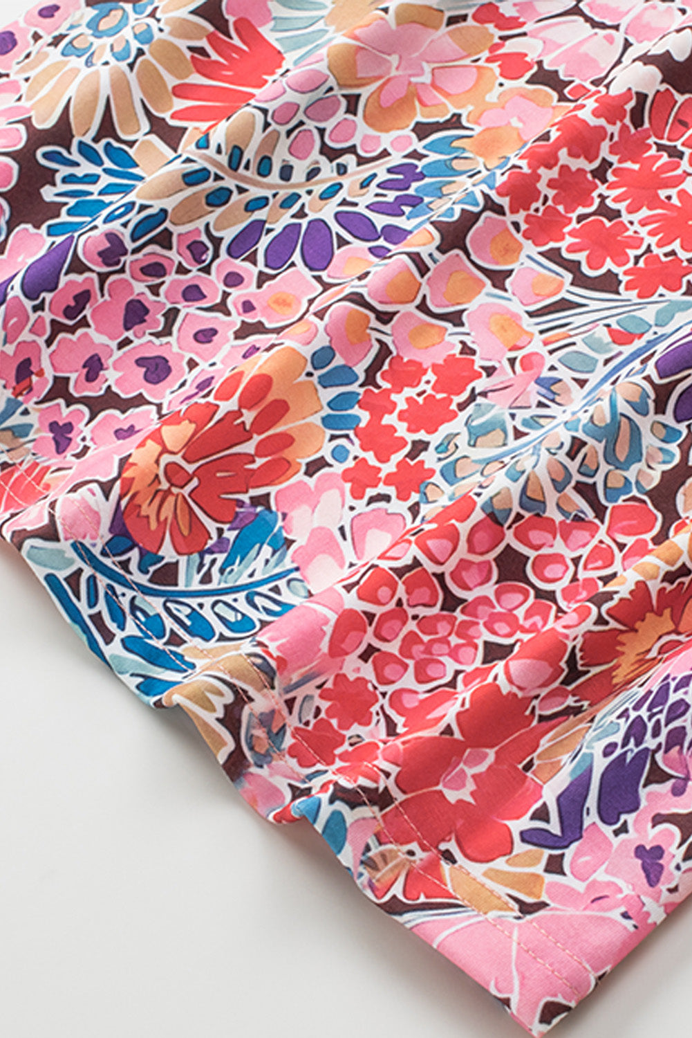 Red Cakewalk Floral Smocked Blouse