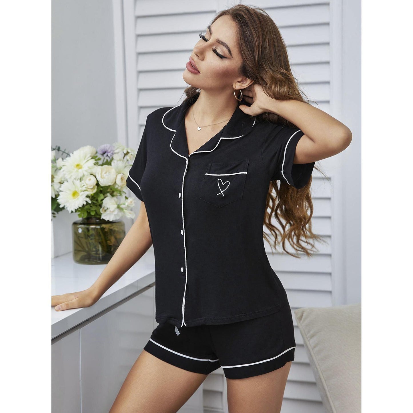 Cardigan Short Sleeved Pajama Home Suit