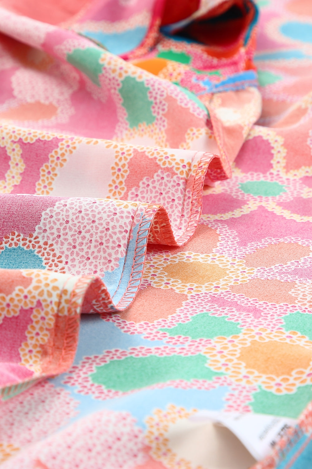 Multicolor Floral Print Bubble Sleeve Shirt