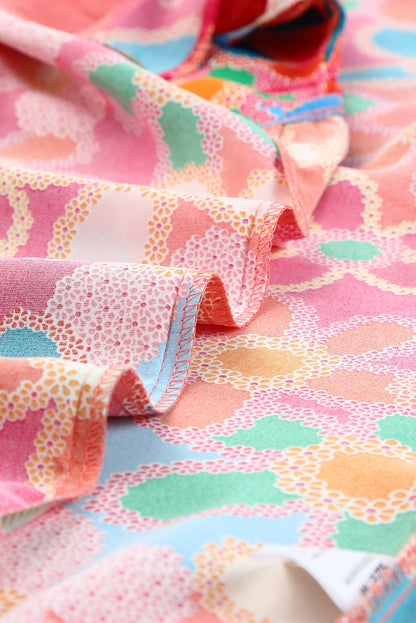 Multicolor Floral Print Bubble Sleeve Shirt