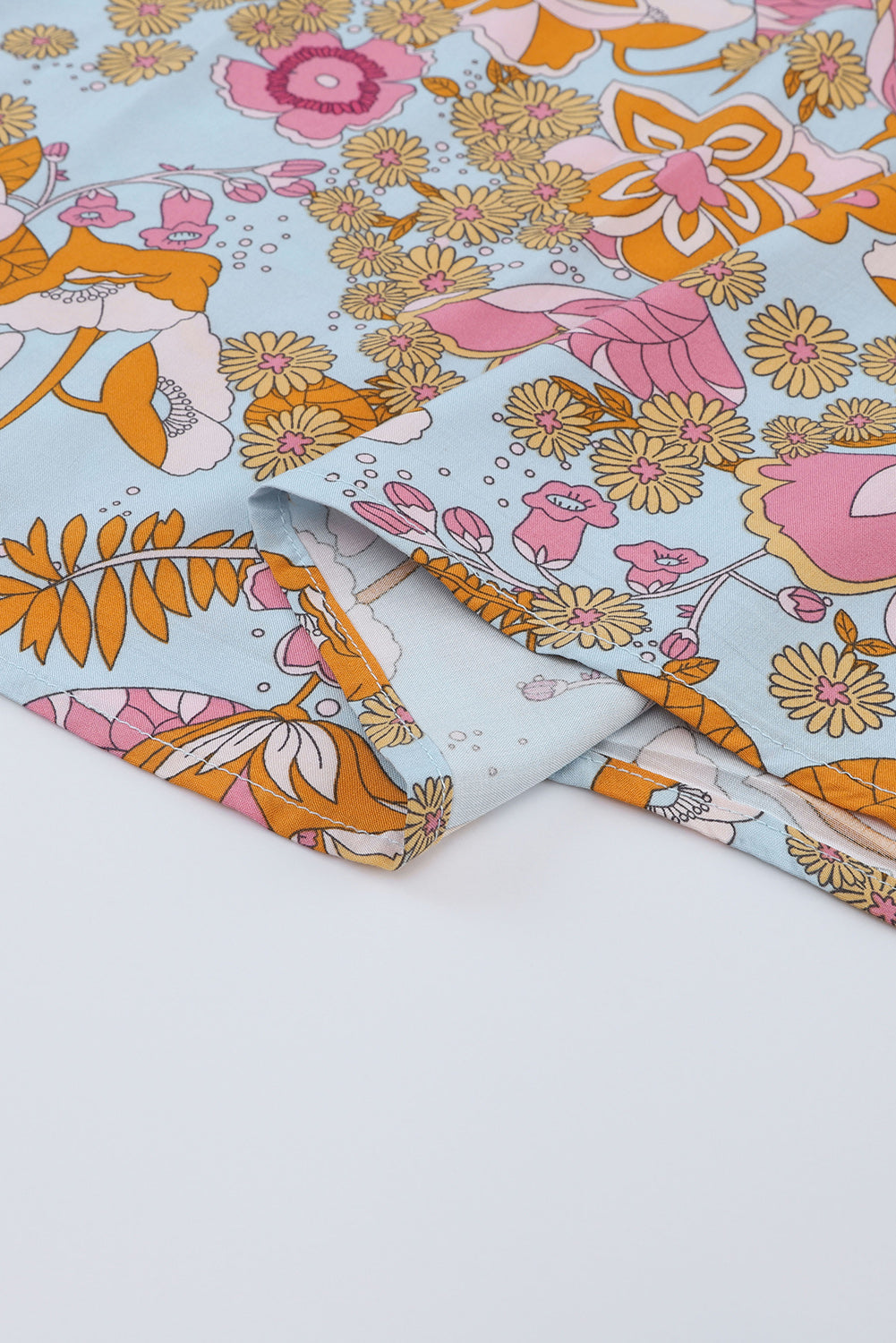 Brown Vintage Floral Smocked Bodice Flare Sleeve Tiered Long Dress