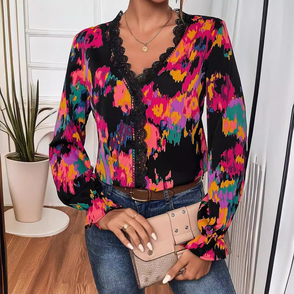 In-stock Womens Bohemian Graffiti-print Shirt