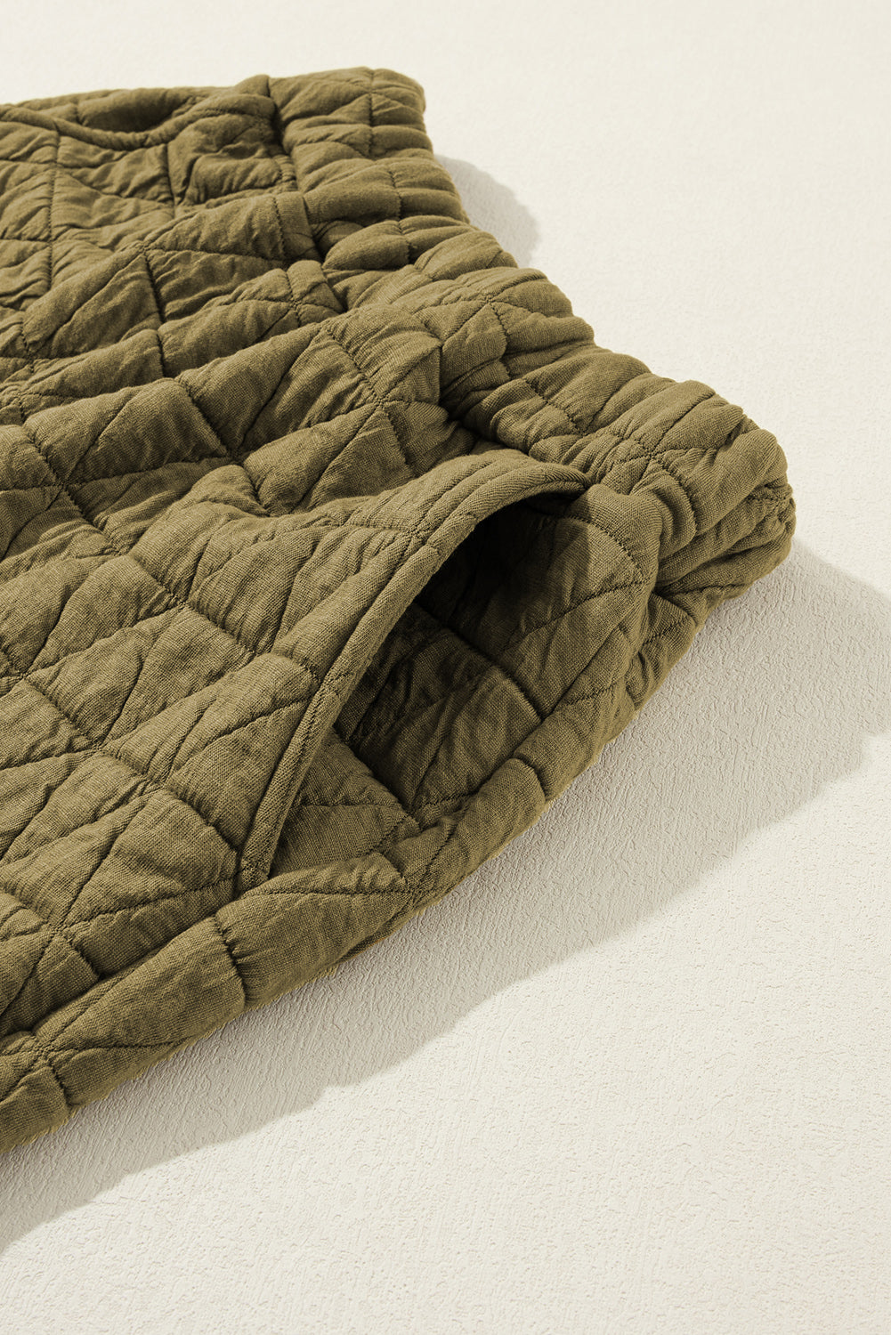 Light Grey Drop Shoulder Quilted Patchwork Kangaroo Pocket Hoodie