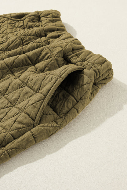 Light Grey Drop Shoulder Quilted Patchwork Kangaroo Pocket Hoodie