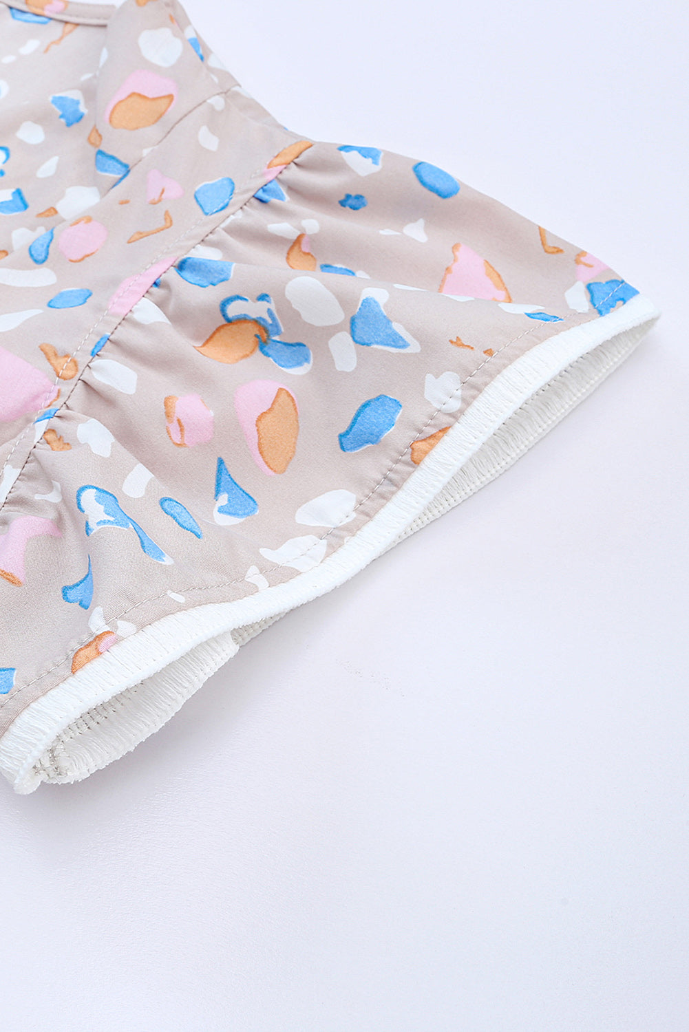 Rose Printed Crisscross Decor V Neck Flutter Sleeve Dress