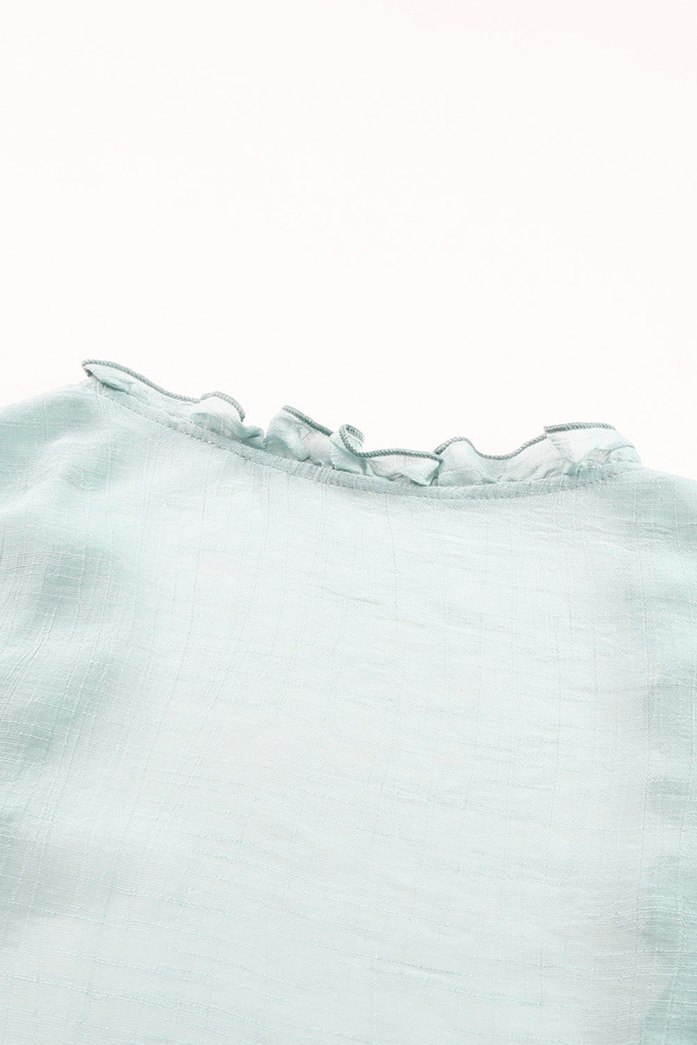 Gray Ruffled Trim Half Sleeve Open Front Kimono