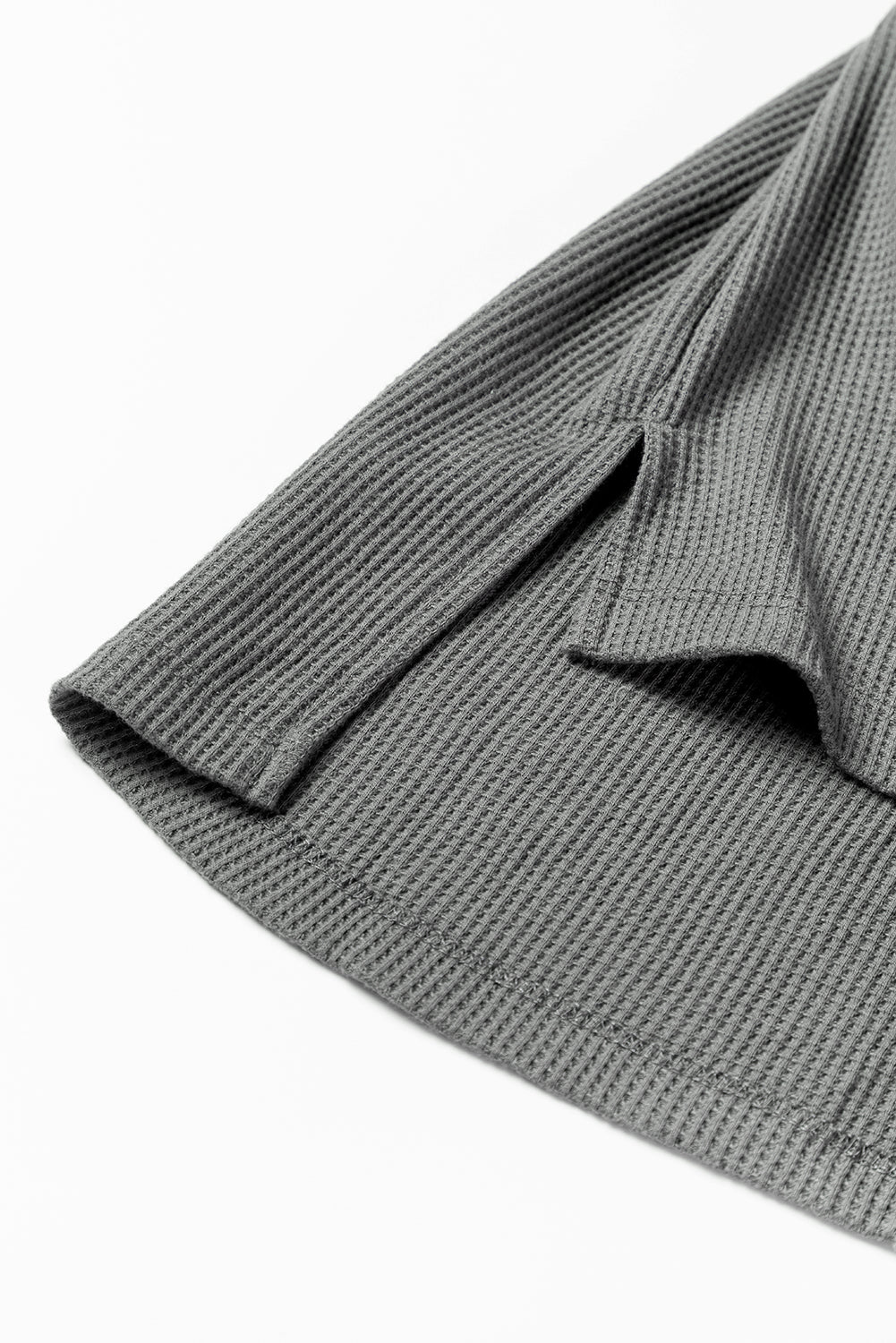 Chestnut Leopard Patchwork Chest Pocket Corded Henley Top