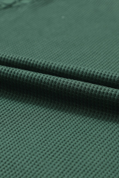 Red Plus Size Contrast Lace Sleeve Waffle Knit Top