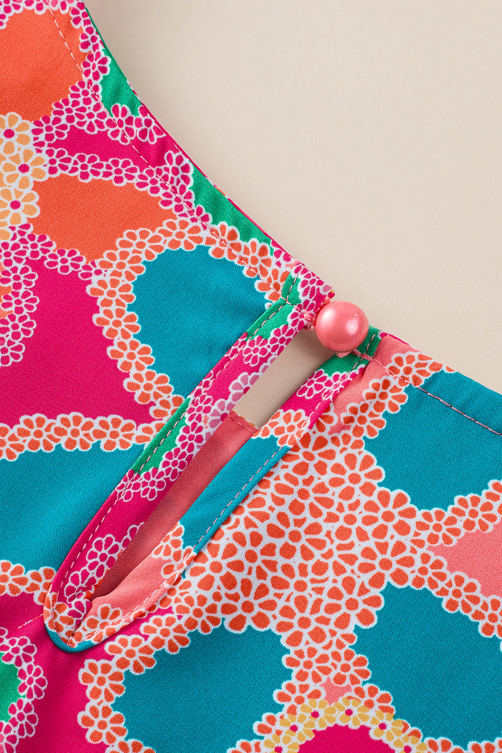 Multicolor Floral Print Bubble Sleeve Shirt