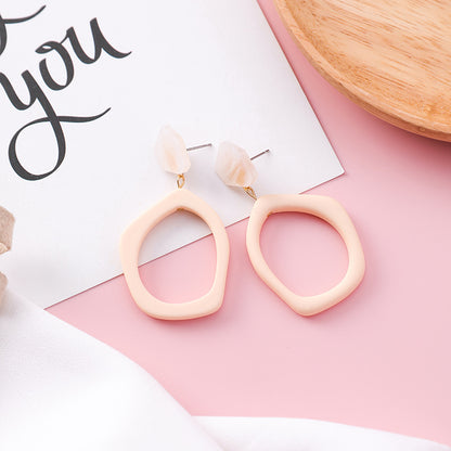 Wild hollow irregular acrylic earrings female geometric contrast color marble earrings