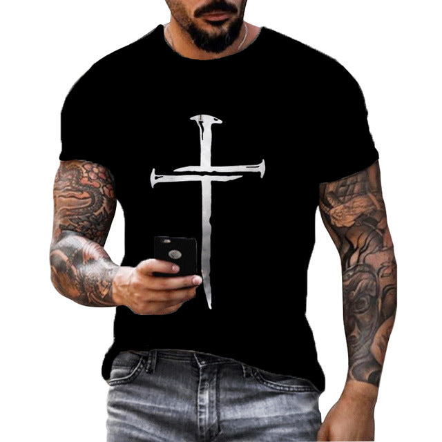 Summer Hip Hop 3D Printed Men's Short-sleeved Sports T-shirt Top