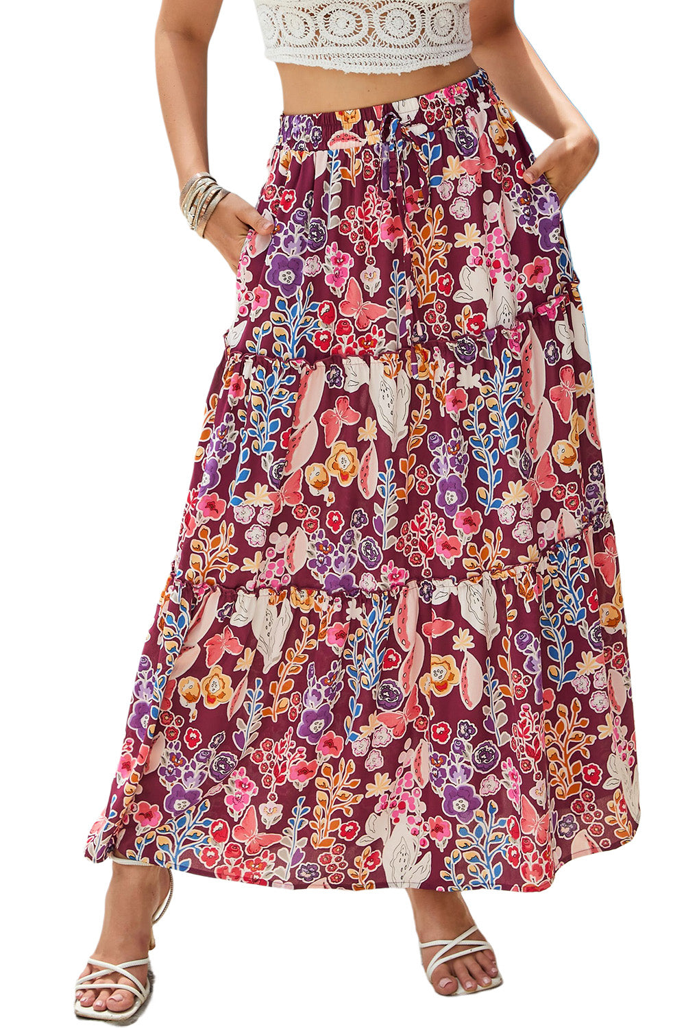 Floral Print Short Sleeve A-line Dress