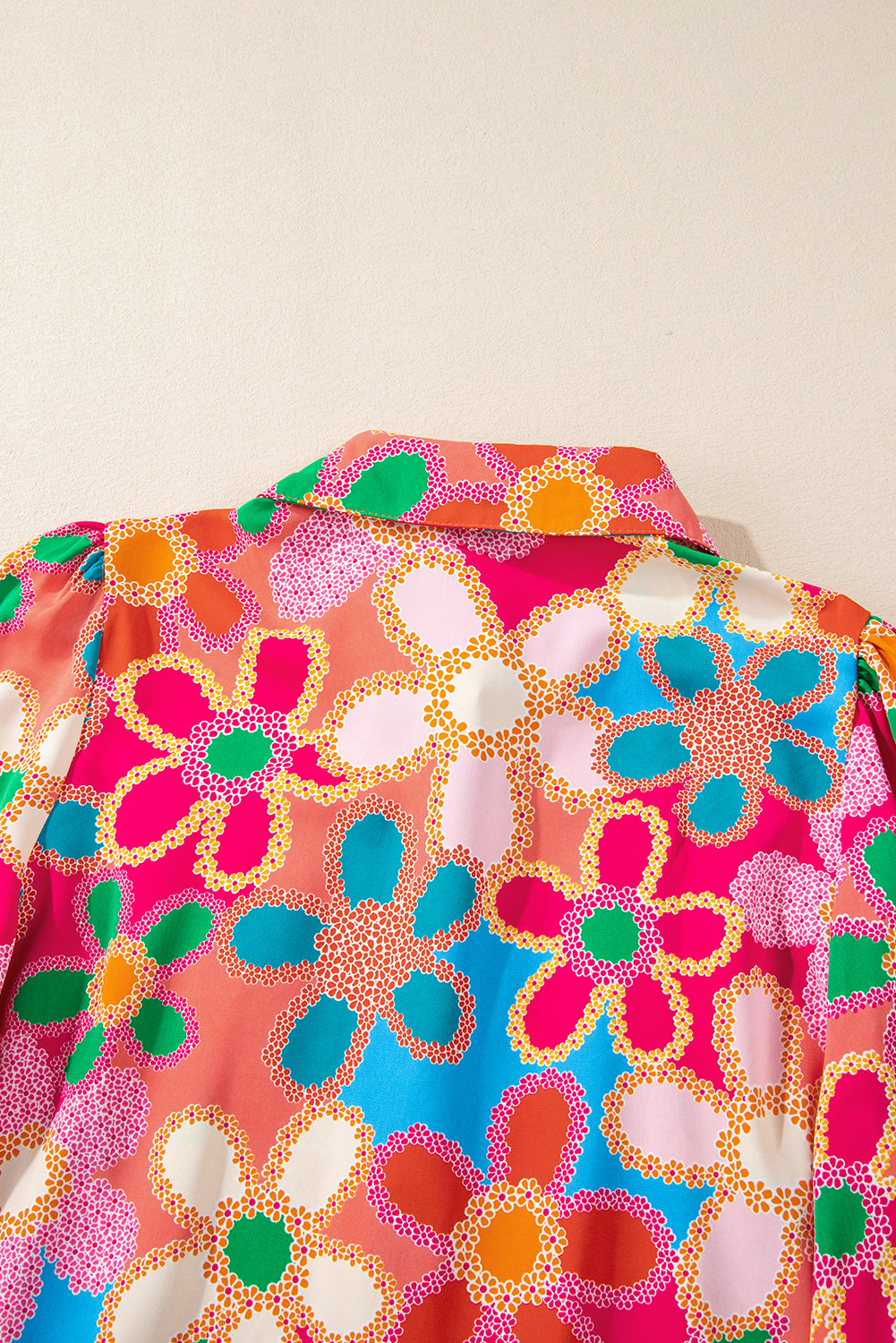 Multicolor Floral Print Smocked Square Neck Ruffles Blouse