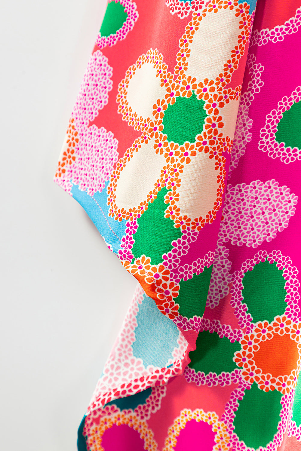 Multicolor Floral Print Bubble Sleeve Shirt