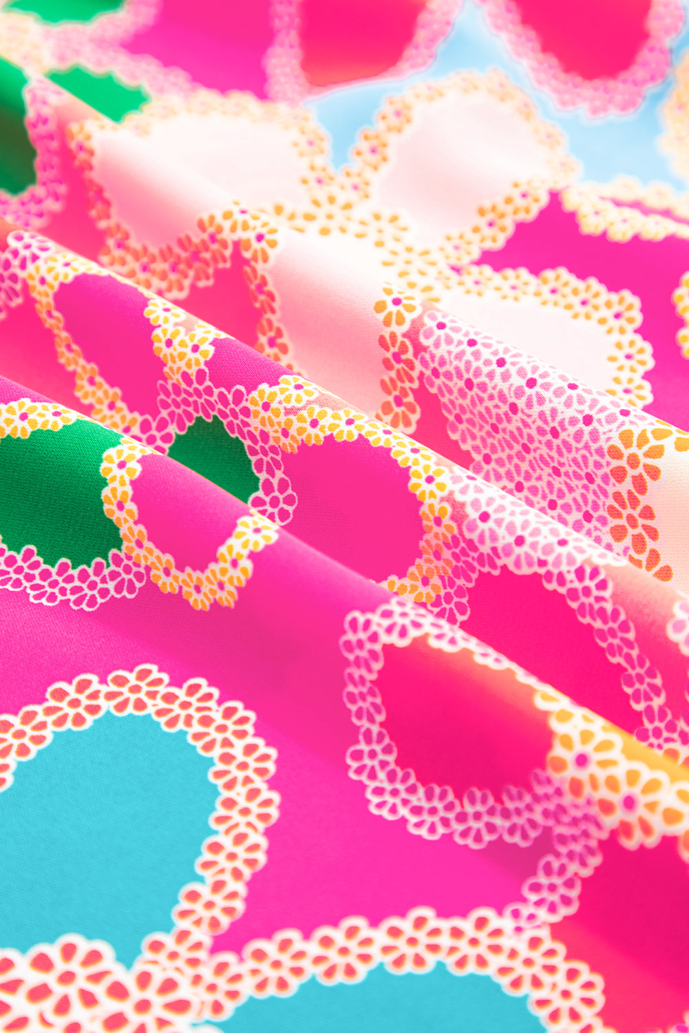 Multicolor Floral Print Bubble Sleeve Shirt