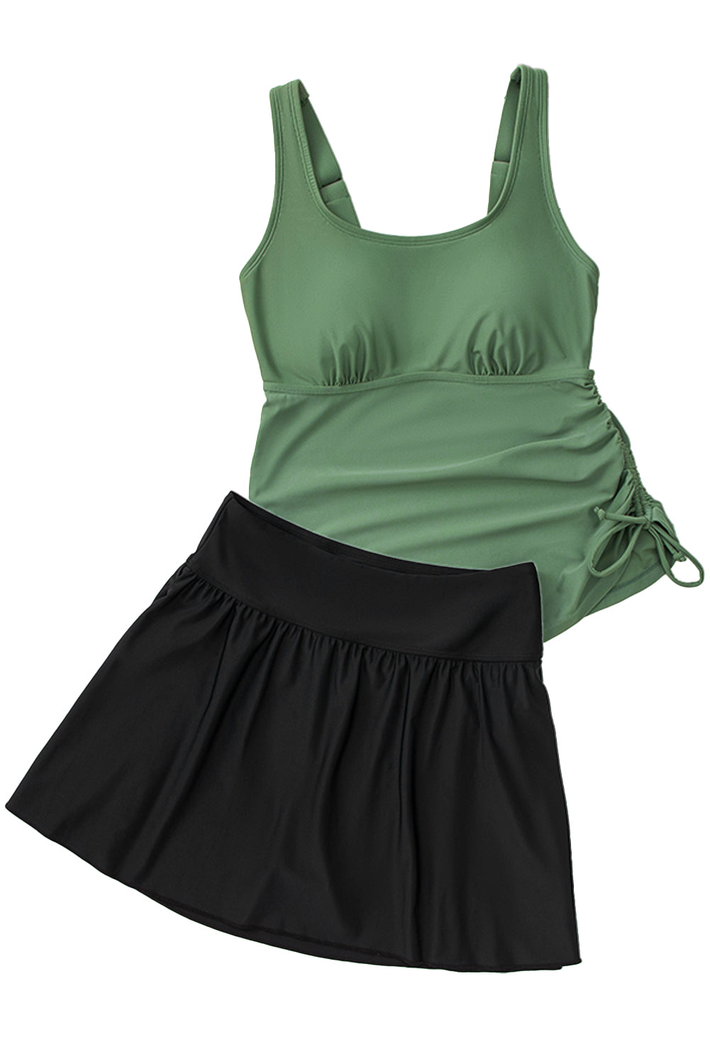 Mist Green Scoop Neck Adjustable Tankini and Matching Skort Bathing Suit
