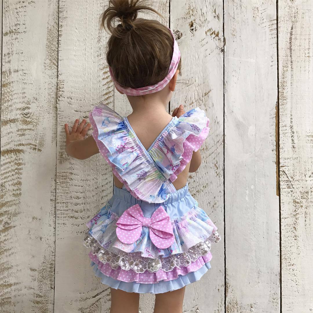 Woven Cotton Printed Colorful Girls' Bag Buckle One-piece Romper Romper Children's Clothing