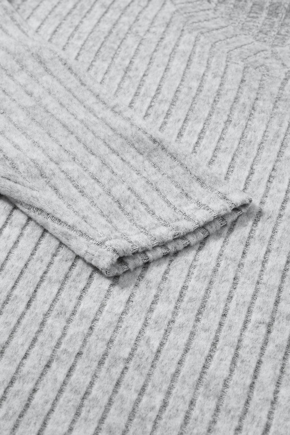 Beige Ribbed Drop Shoulder Henley Top Wide Leg Pants Set