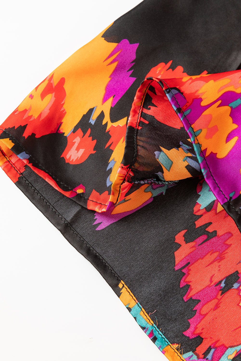 Black Abstract Print Pleated High Waist Maxi Dress