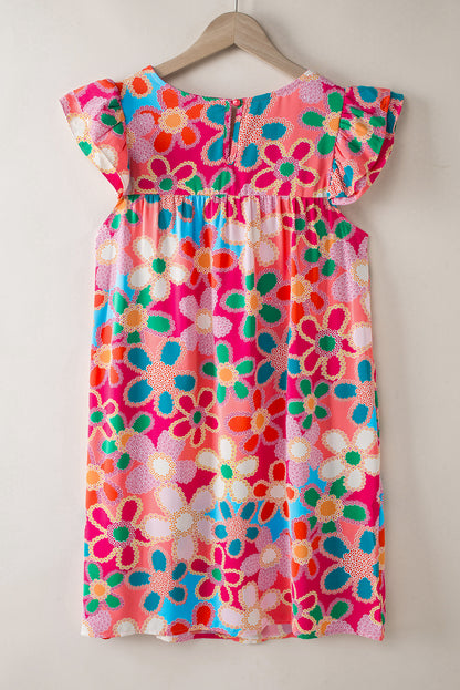 Multicolor Floral Print Bubble Sleeve Shirt