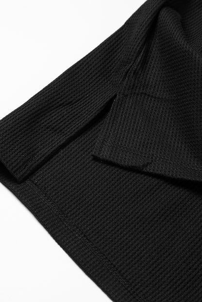 Chestnut Leopard Patchwork Chest Pocket Corded Henley Top