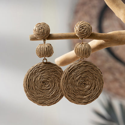 Fashion Colorful Rattan Earrings For Women