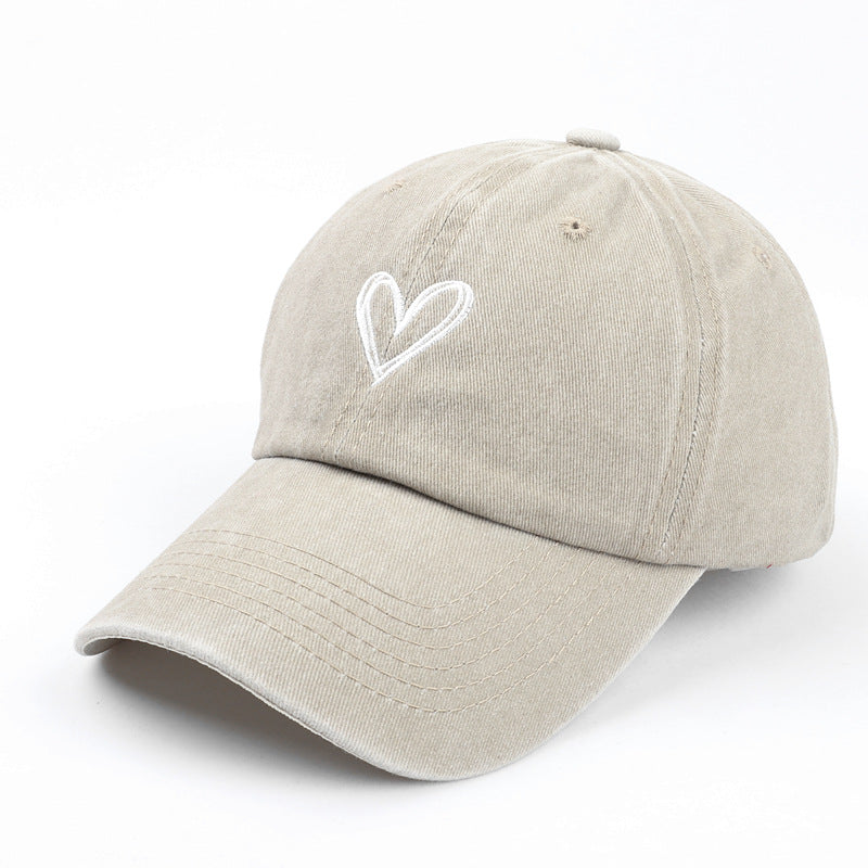 Female Love Embroidered Couple Duck Tongue Hat