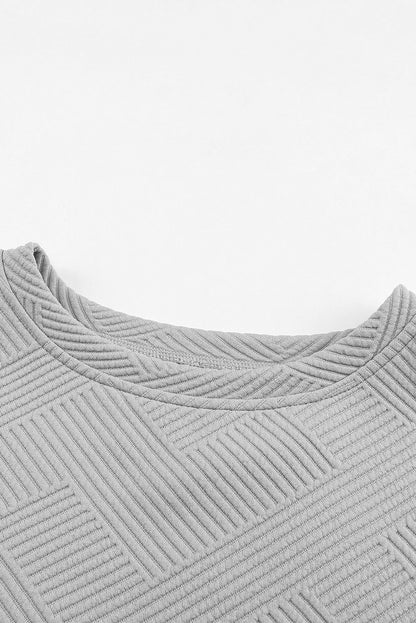 Multicolour Contrast Sleeve Color Block Pullover Shorts Textured Outfit