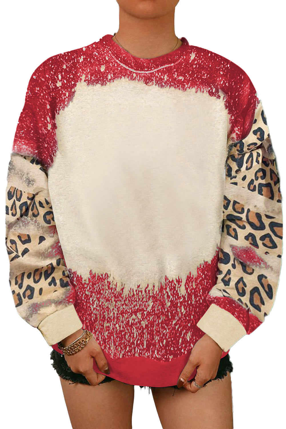 Black Tie Dye Leopard Drop Shoulder Sweatshirt