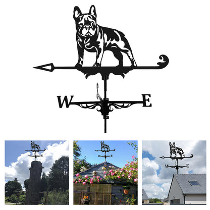 Wrought Iron Windmill Stainless Steel Spray Paint Dog Weather Vane Garden Decoration