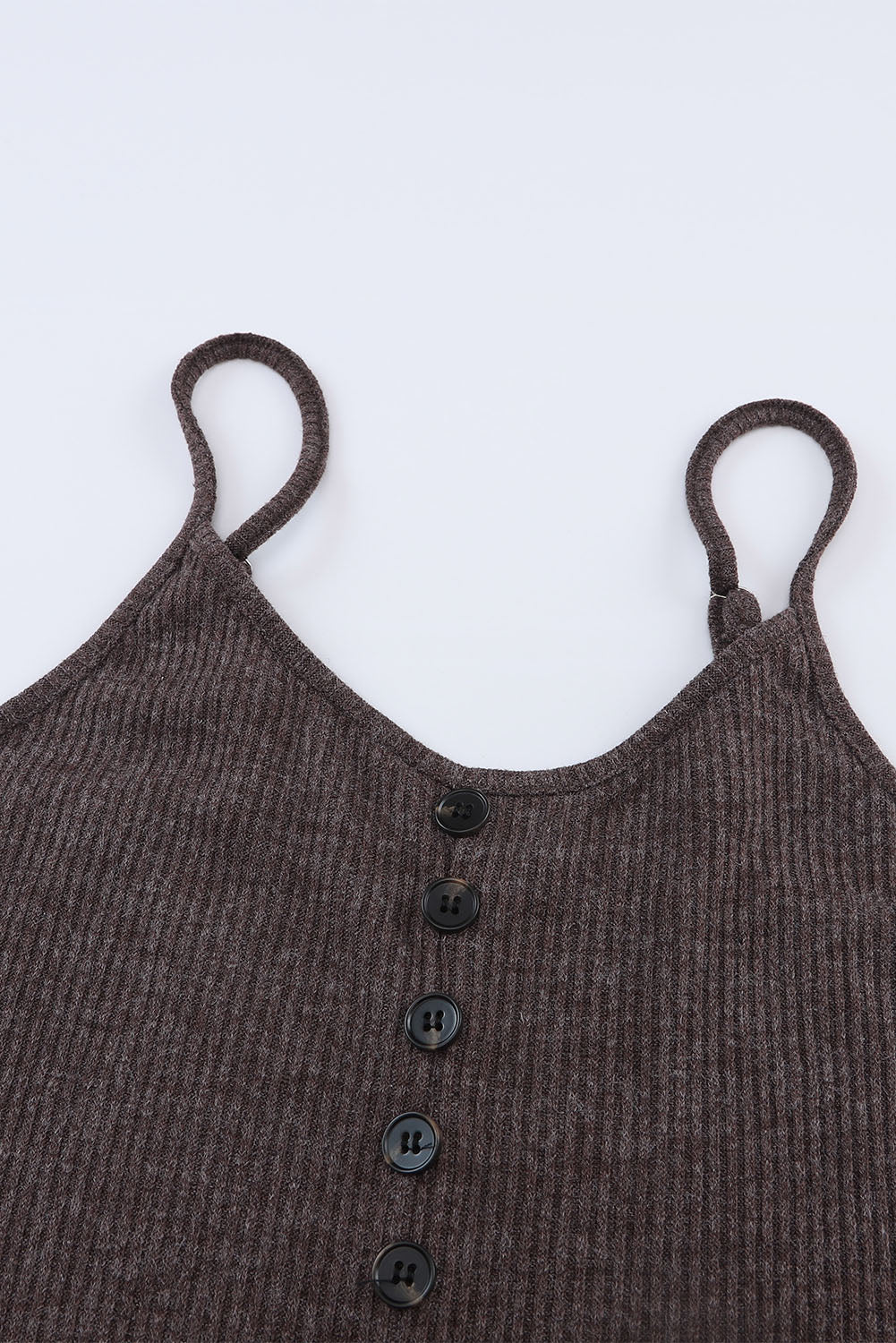 Black Buttoned Ribbed Knit Sleeveless Midi Bodycon Dress with Slit