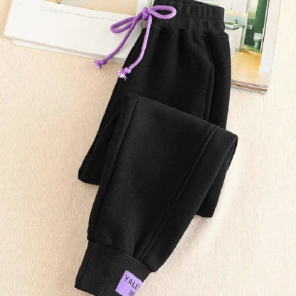 Loose-fit Tappered Trousers Children's Velvet Padded Slimming Sports Harem Sweatpants