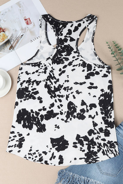 Brown Cow Print Racerback Tank Top
