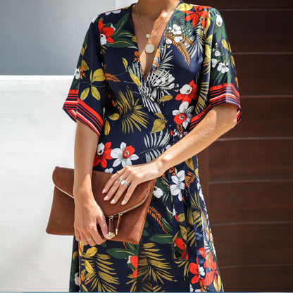 Women's Cardigan Lace-up Vacation Sun Protection Clothing Bohemian Printed Dress