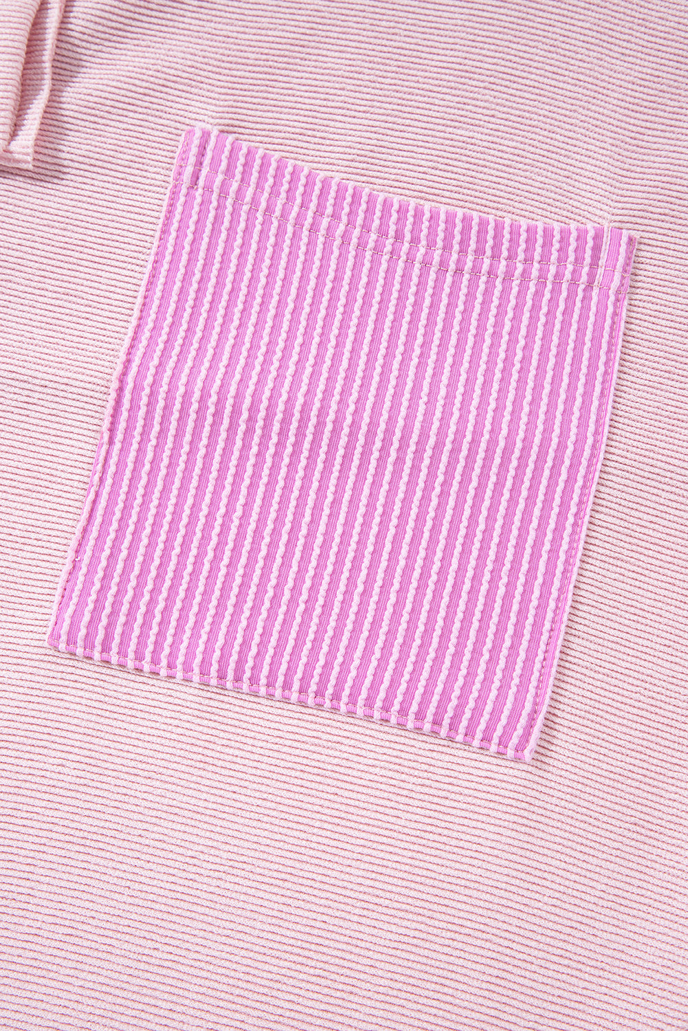 Light Pink Corded Colorblock Patch Pocket Drawstring Hooded Top