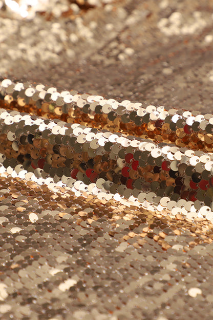 Burgundy Sequin Mock Neck Bubble Sleeve Top