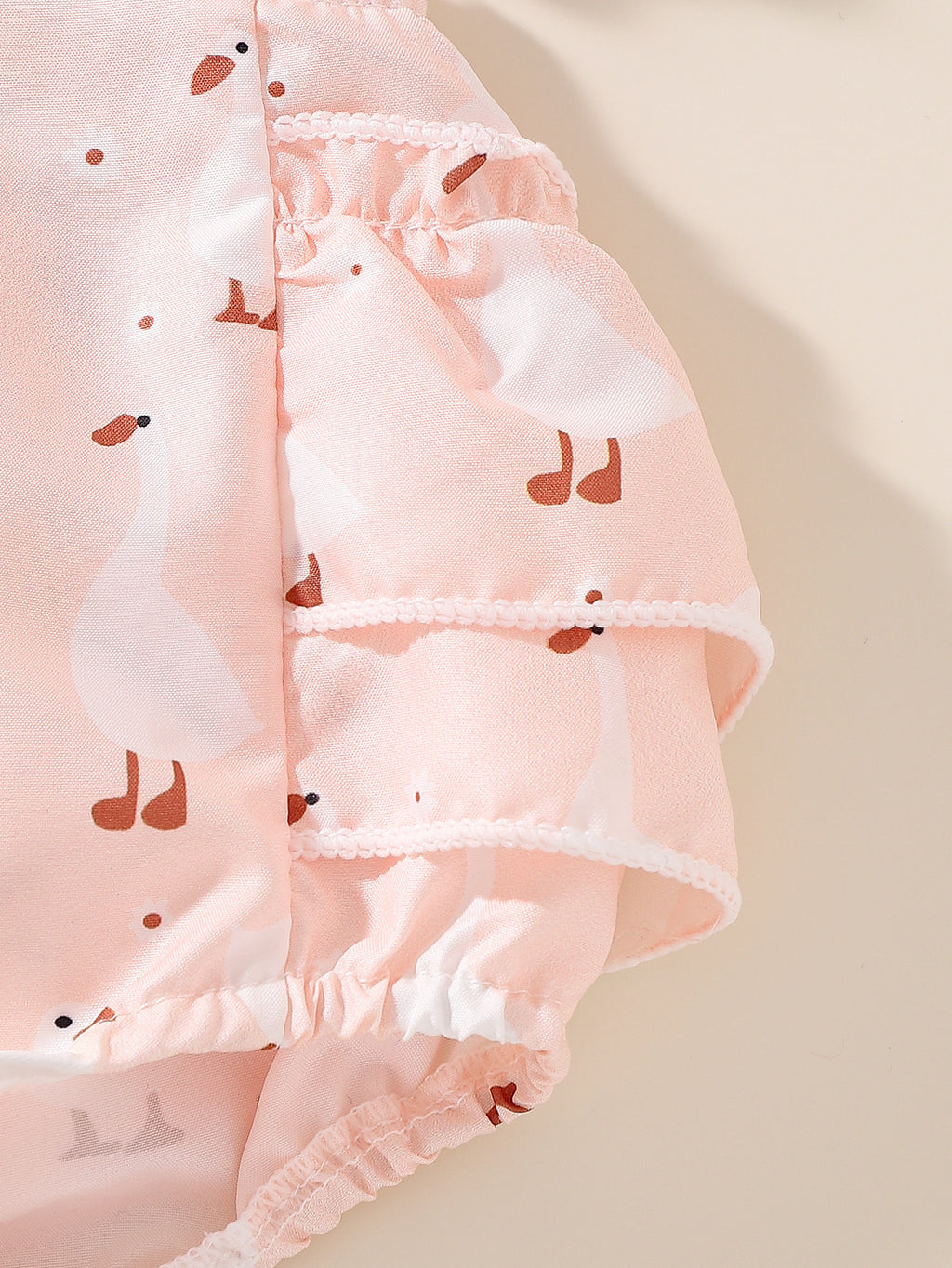 Cartoon Duck Flounced Sleeve Romper Hair Band Set